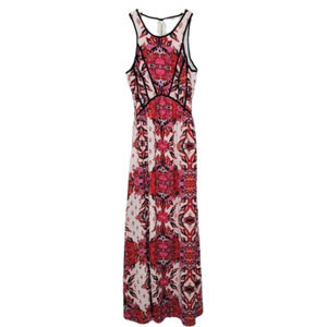 Gianni Bini Maxi Dress Retro mod Tank XS Empire Waist Lined Fit & Flare bottom